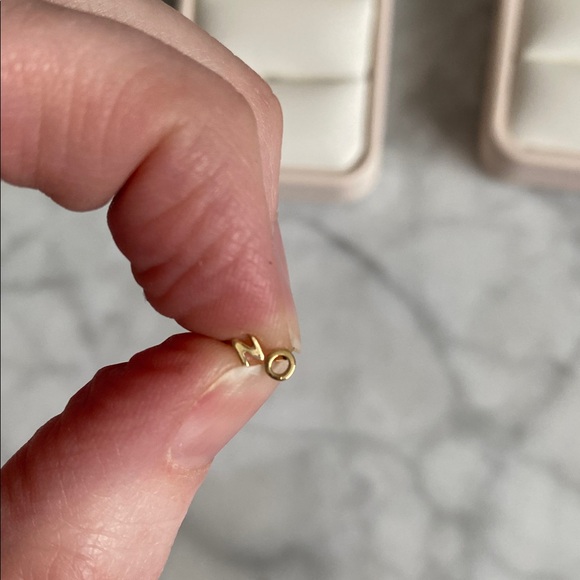 New 14K Gold Flatback Letter Earrings “N” “O” - With Boxes - Picture 7 of 16